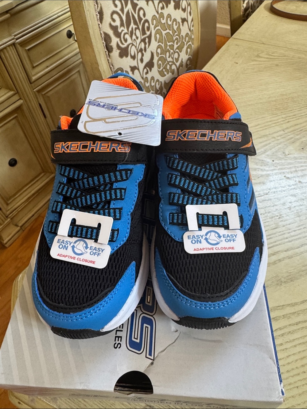 Skechers Kids Blue & Orange Easy-On Adaptive Sneakers